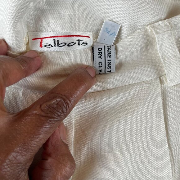 Vintage Talbots Linen Pleated White Skirt 8 - Picture 4 of 5